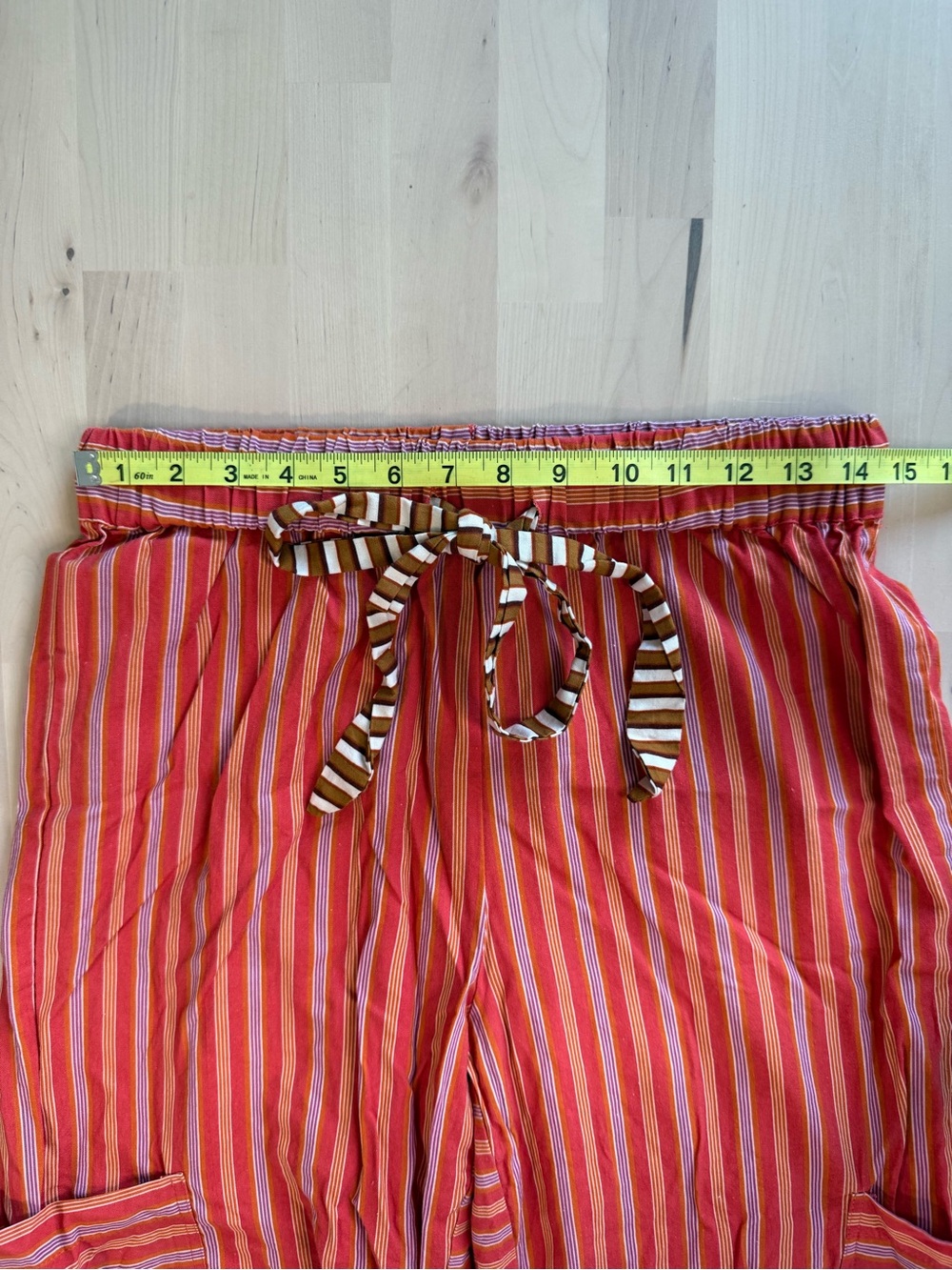Wide-Leg Striped Drawstring Pants - Red/Orange | Free People Style - Picture 4 of 7